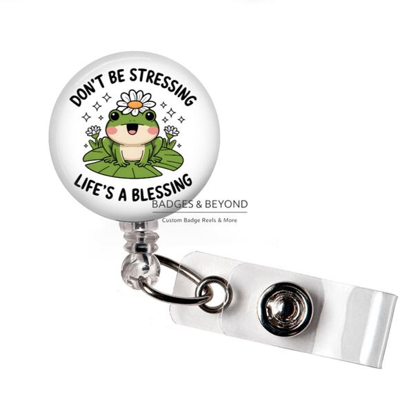 Handmade Accessories - 🌿✨ Don’t Be Stressing Life’s a Blessing Badge Reel | Positive ID Holder